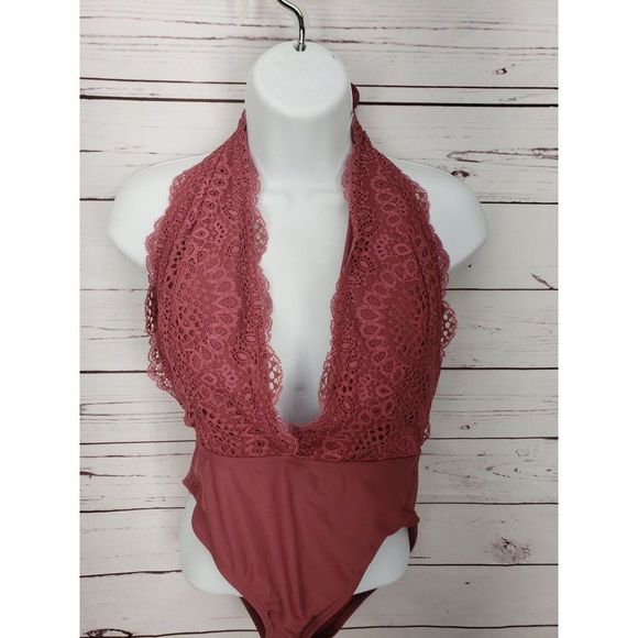 Xhilaration Women's‎ Plum Burgundy One Piece Swimsuit Bathing Suit Size Medium - Picture 9 of 9